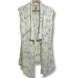 Chico's Chunky Knit Open Front Sleeveless Drapy Sweater Size 1‎ (M/8) Ivory